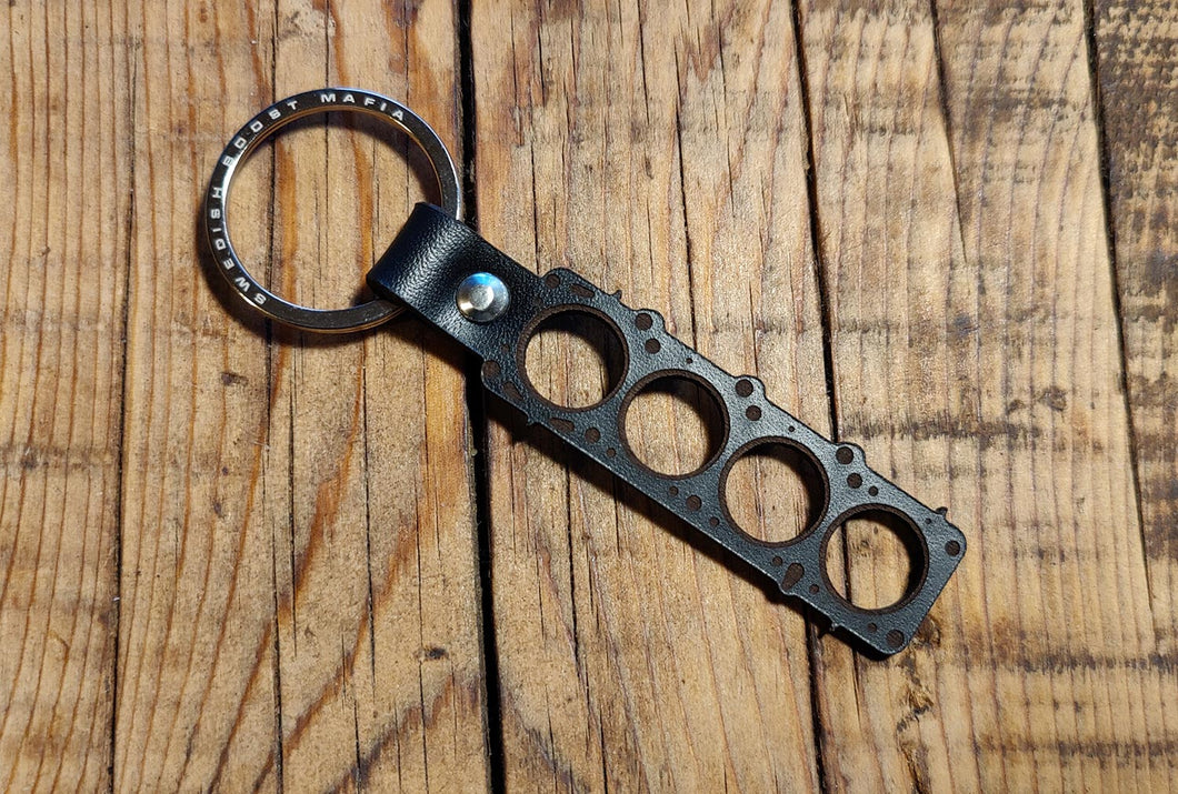 4 Cylinder Leather Key Ring